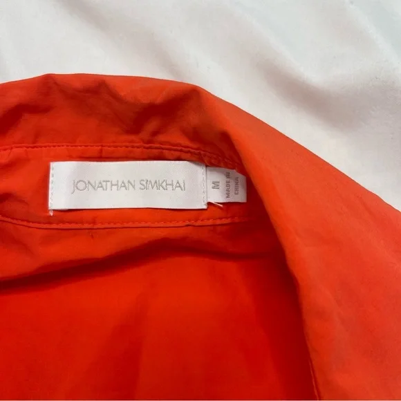 Jonathan Simkhai Aulora Orange Cutout Poplin Collared Mini Dress Size Medium - Picture 6 of 11